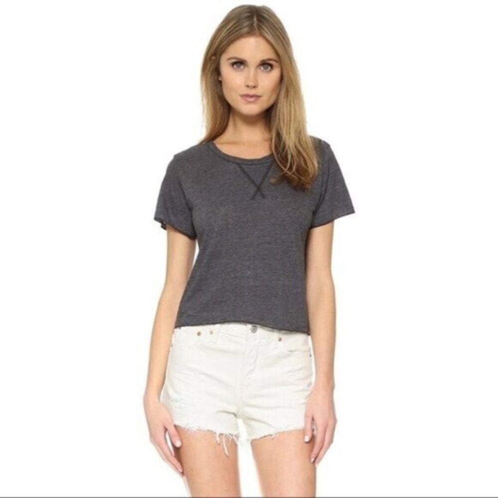 LNA Annie Crop Top Tee T-Shirt Short Sleeve Crew neck Granite Grey XS